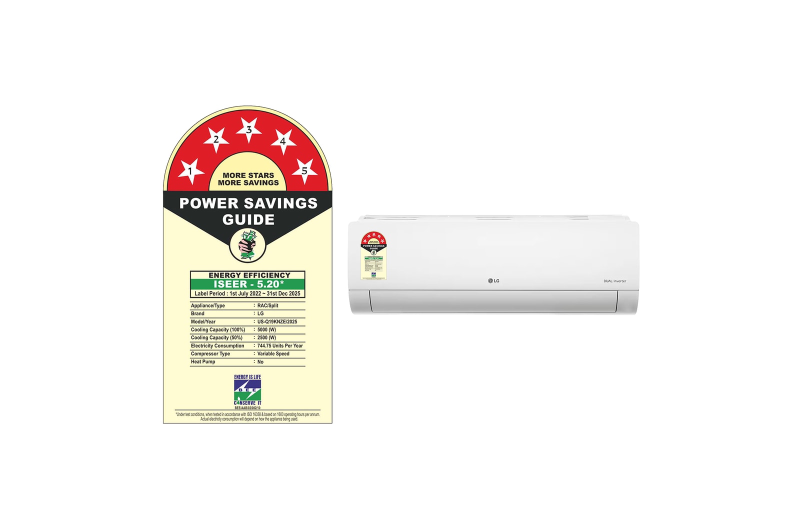 LG 5 Star (1.5) Split AC, AI Convertible 6-in-1, 4-Way Swing, Viraat Mode, Dual Inverter Compressor, 5.0 kW, 2025 Model, US-Q19KNZE