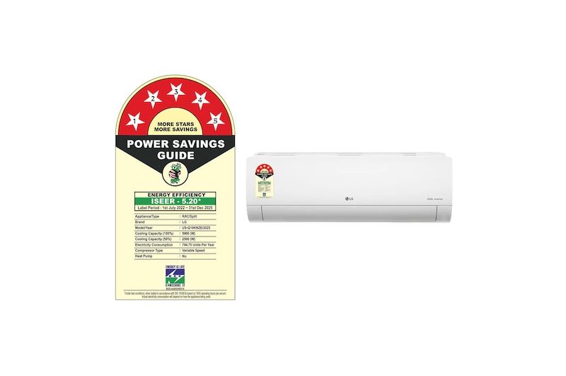 LG 5 Star (1.5) Split AC, AI Convertible 6-in-1, 4-Way Swing, Viraat Mode, Dual Inverter Compressor, 5.0 kW, 2025 Model, US-Q19KNZE