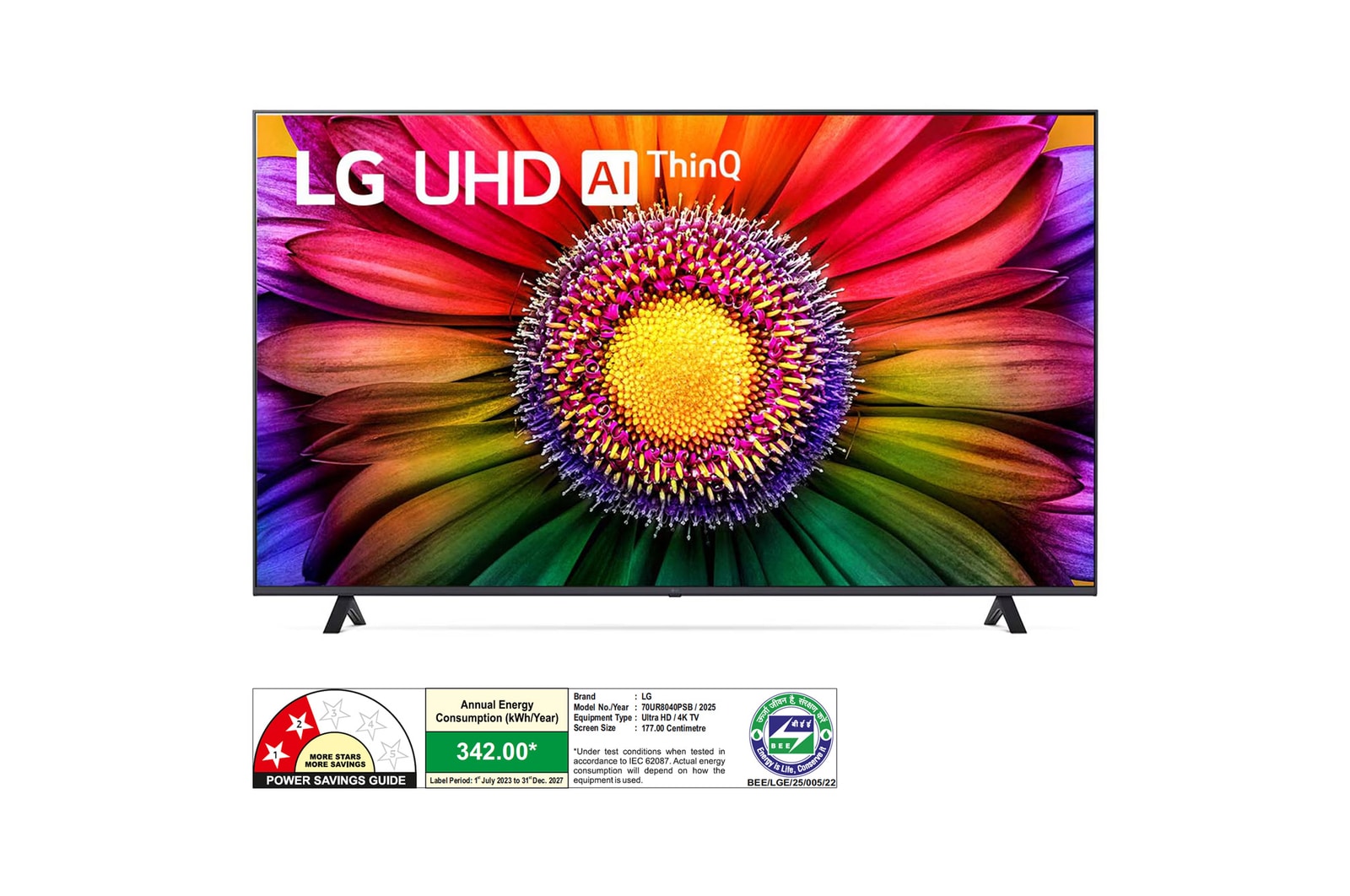 LG 70UR8040PSB 4K UHD TVs front view