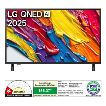 Rear view of LG QNED82 TV