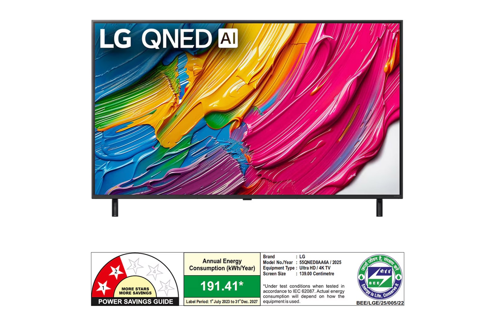 Rear view of LG QNED80 TV