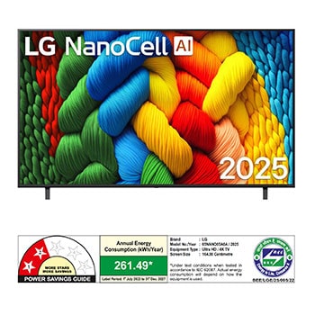 Rear view of LG NanoCell NANO80 TV.