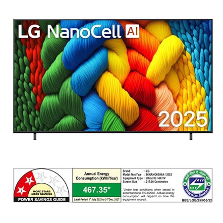 Rear view of LG NanoCell NANO80 TV.