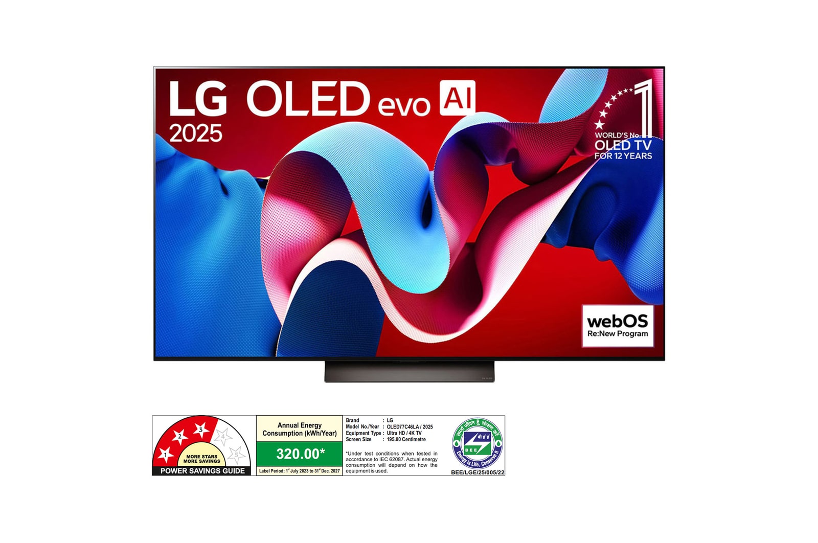 LG OLED77C46LA OLED front view