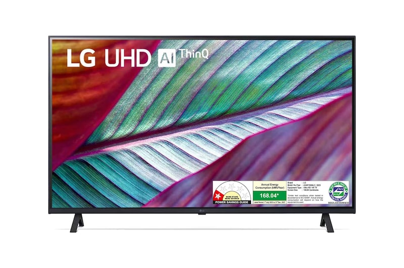 Front view of LG 108cm (43) UHD 75506LC Smart TV with α5 AI Processor 4K Gen6, Game Optimizer & Dashboard with Magic Remote 2025 43UR75506LC