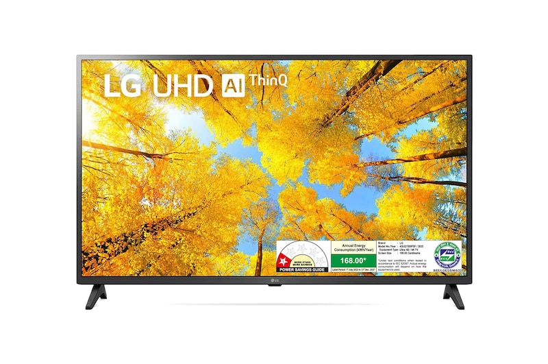LG 43UQ7550PSF 4K UHD TVs front view