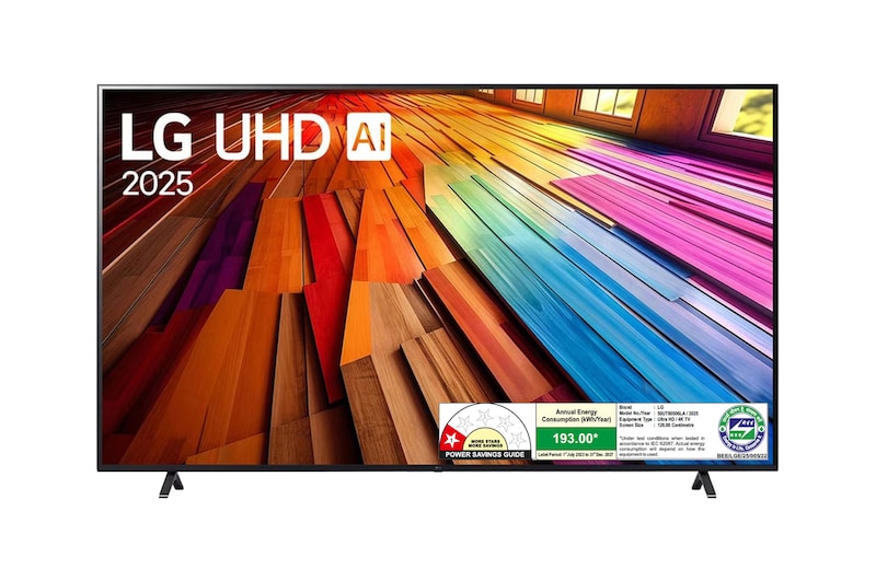 Front view of LG 126cm (50) 4K UHD AI TV (UT8050), α5 Gen7 AI Processor, 4K Upscaling, Dynamic Tone Mapping 50UT80506LA