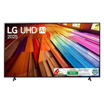 Front view of LG 217cm (86) 4K UHD AI TV (UT8050), α5 Gen7 AI Processor, HDR10, Dynamic Tone Mapping, FILMMAKER MODE™ 86UT80506LA
