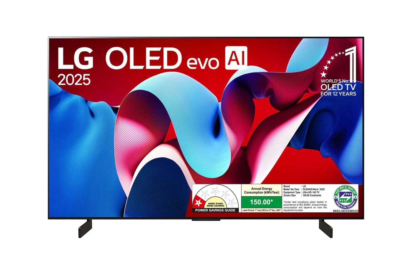 LG OLED42C44LA OLED front view