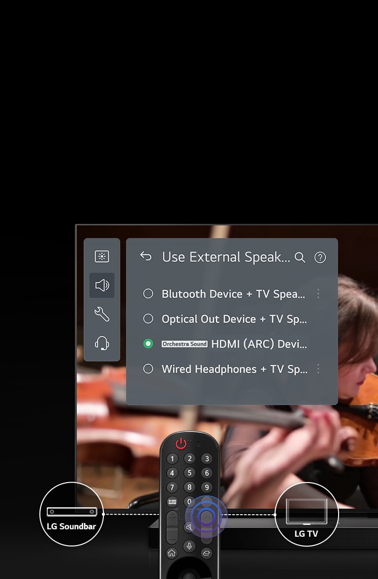  The interface to change settings is displayed on the TV screen.