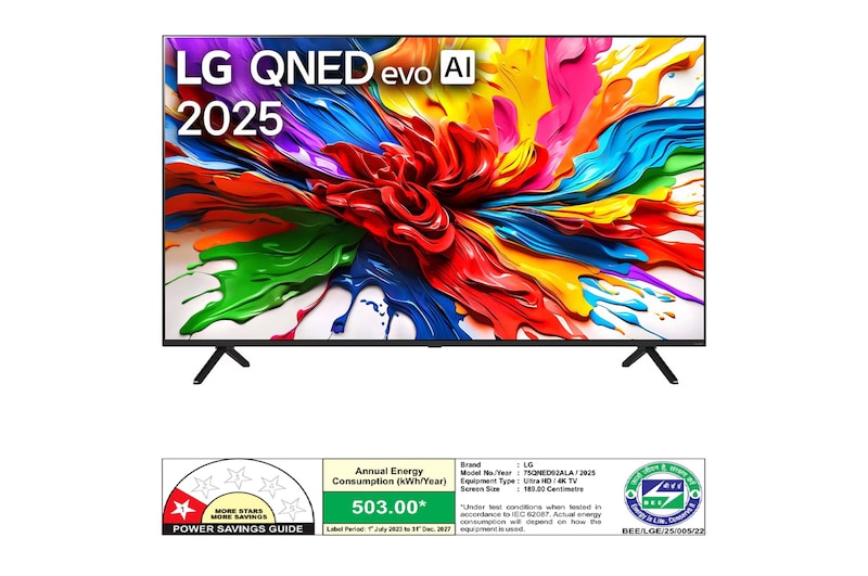 Rear view of LG QNED92 TV