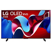 Front view with LG OLED evo TV, OLED C4, 11 Years of world number 1 OLED Emblem
