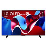 Front view with LG OLED evo TV, OLED C4, 11 Years of world number 1 OLED Emblem