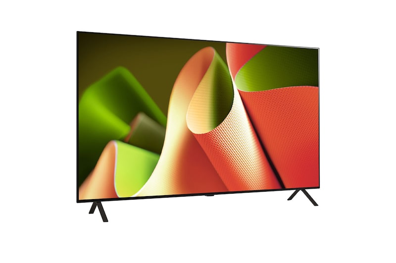 Slightly-angled right-facing side view of LG OLED TV, OLED B4