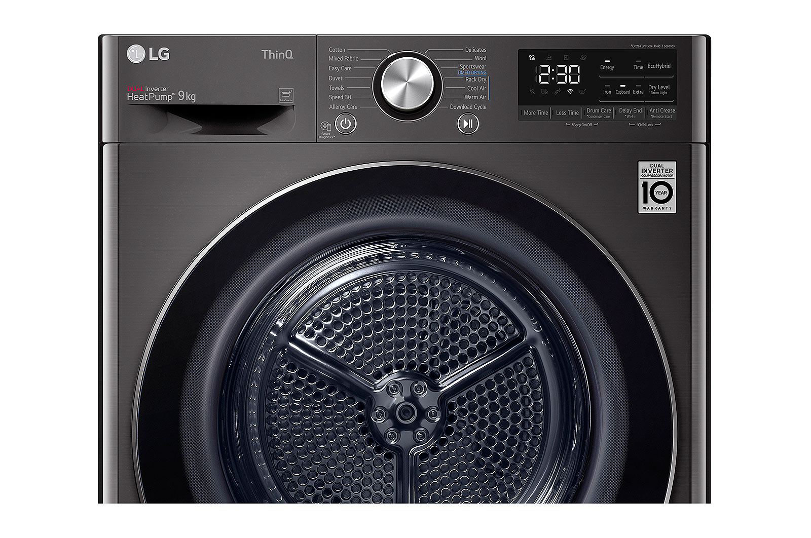 LG 9Kg Dryer, Dual Heat Pump™, Black Steel, DHV09SWB