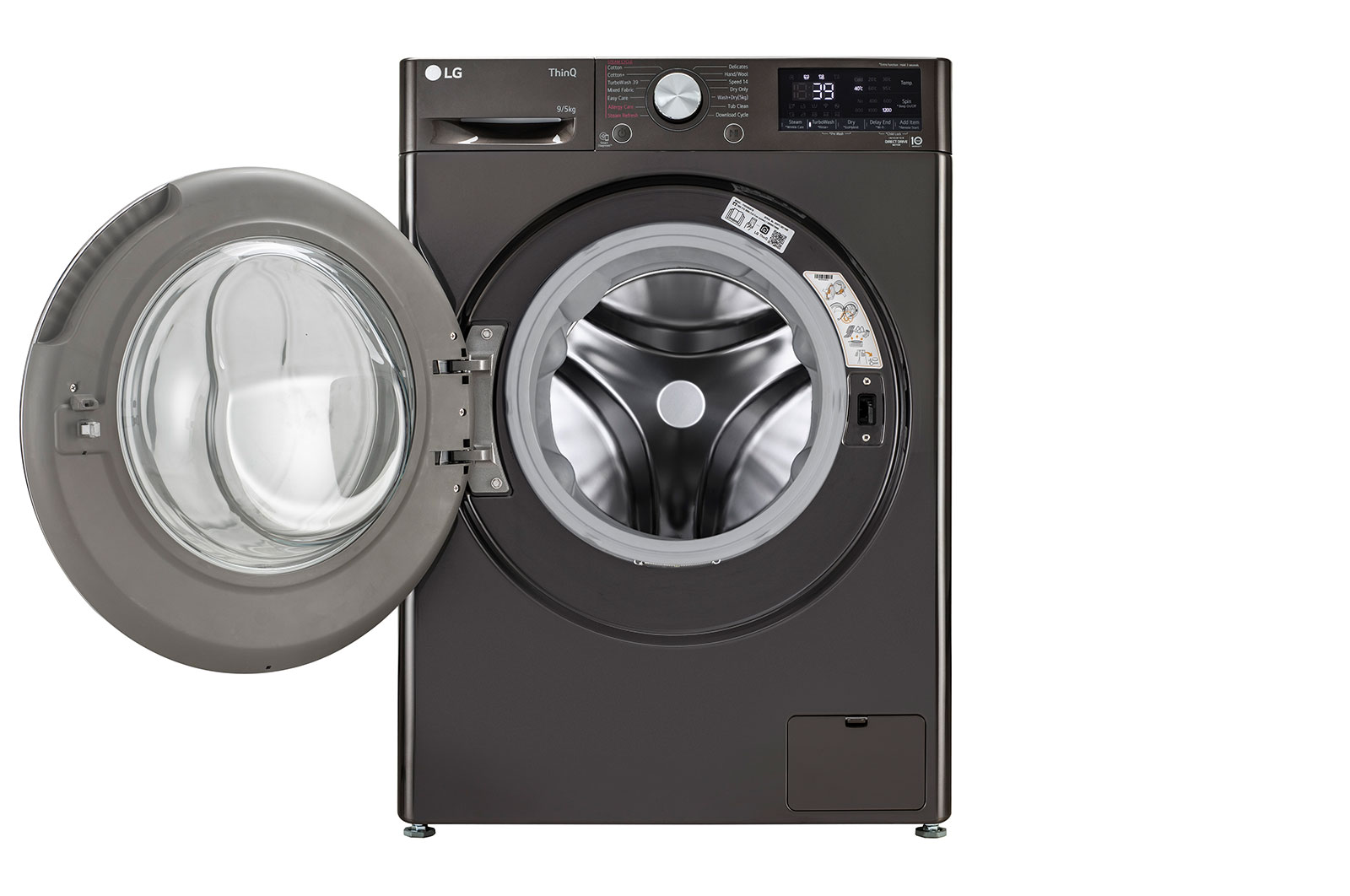 LG 9/5Kg Front Load Washer Dryer, AI Direct Drive™,  Black VCM, FHD0905STB