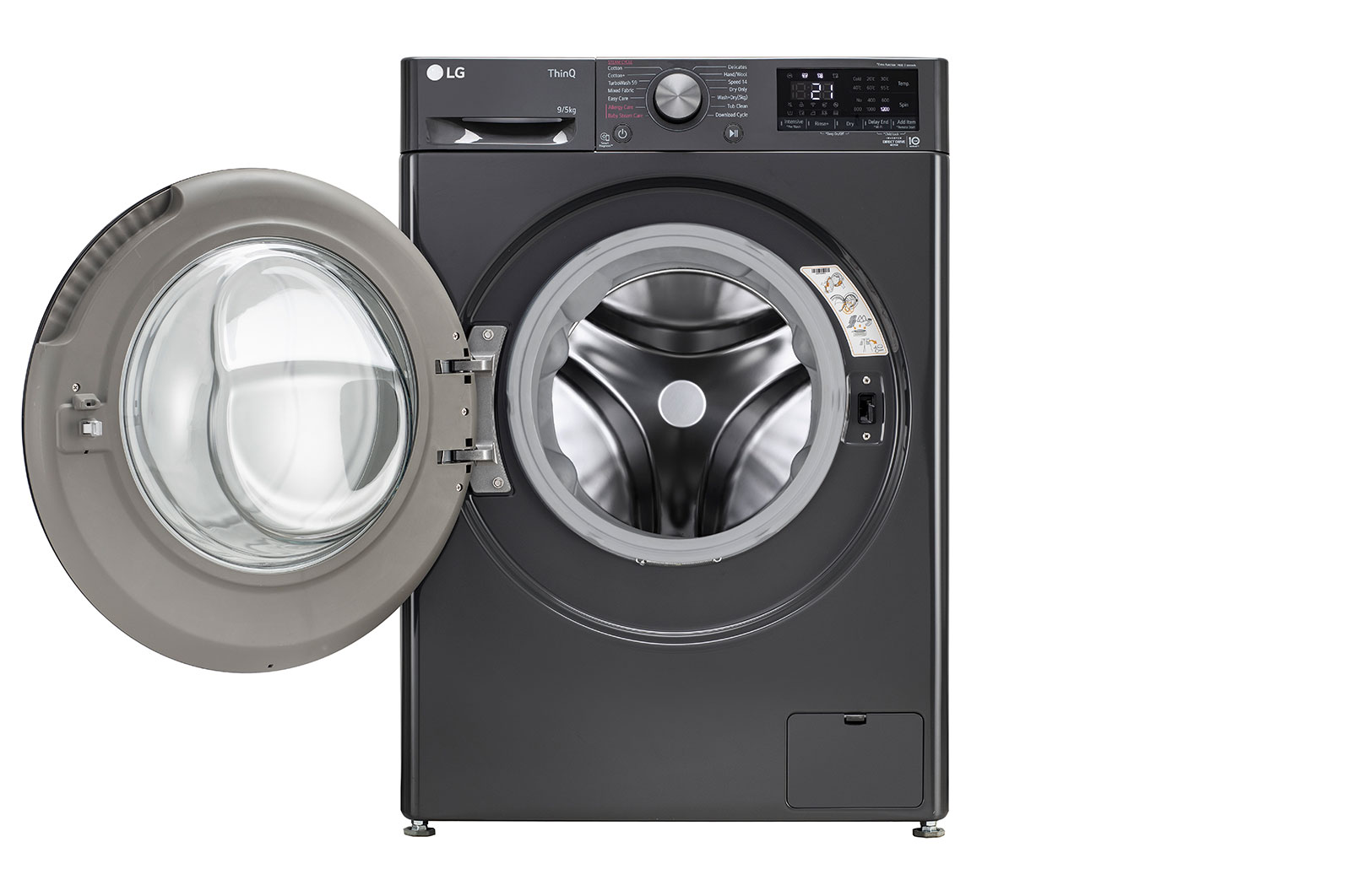 LG 9/5Kg Front Load Washer Dryer, AI Direct Drive™, Middle Black, FHD0905SWM