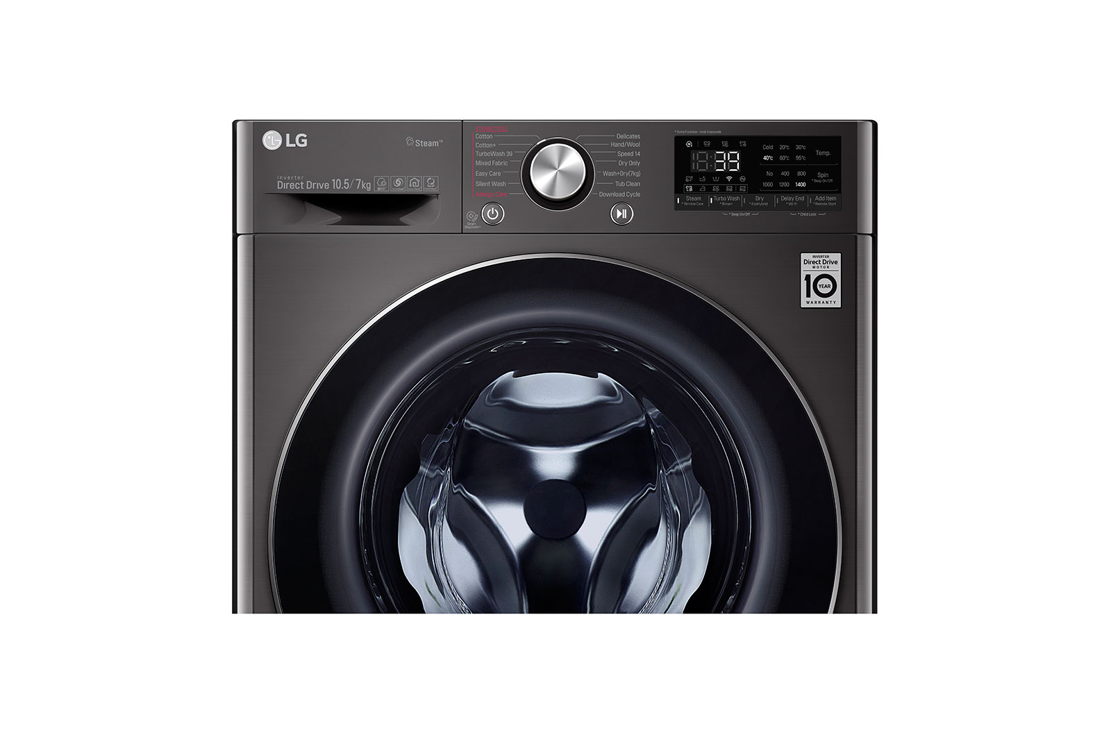 LG 10.5/7Kg Front Load Washer-Dryer, AI Direct Drive™, Black VCM, FHD1057STB