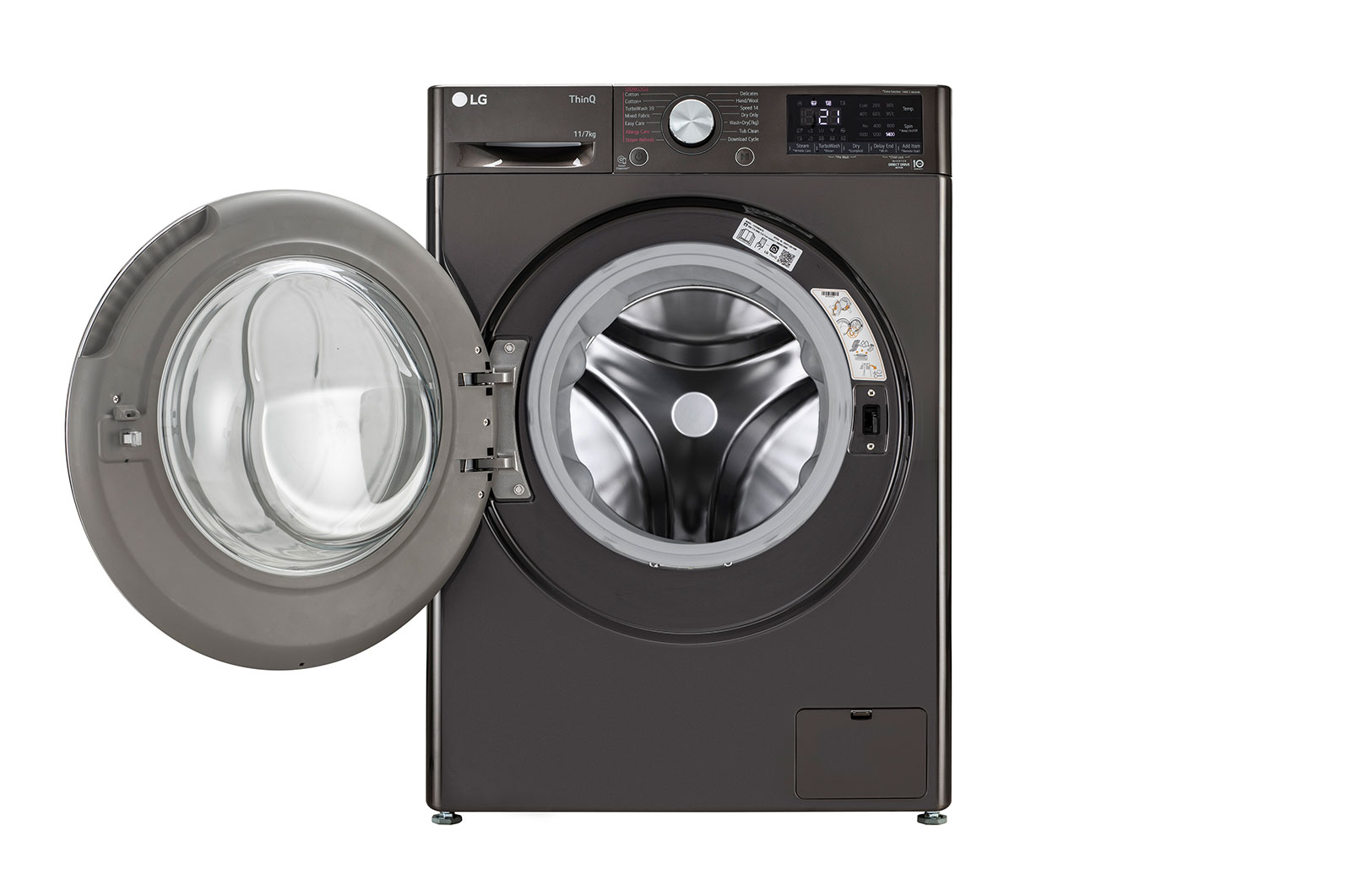 LG 11/7Kg Front Load Washer Dryer, AI Direct Drive™, Black VCM, FHD1107STB