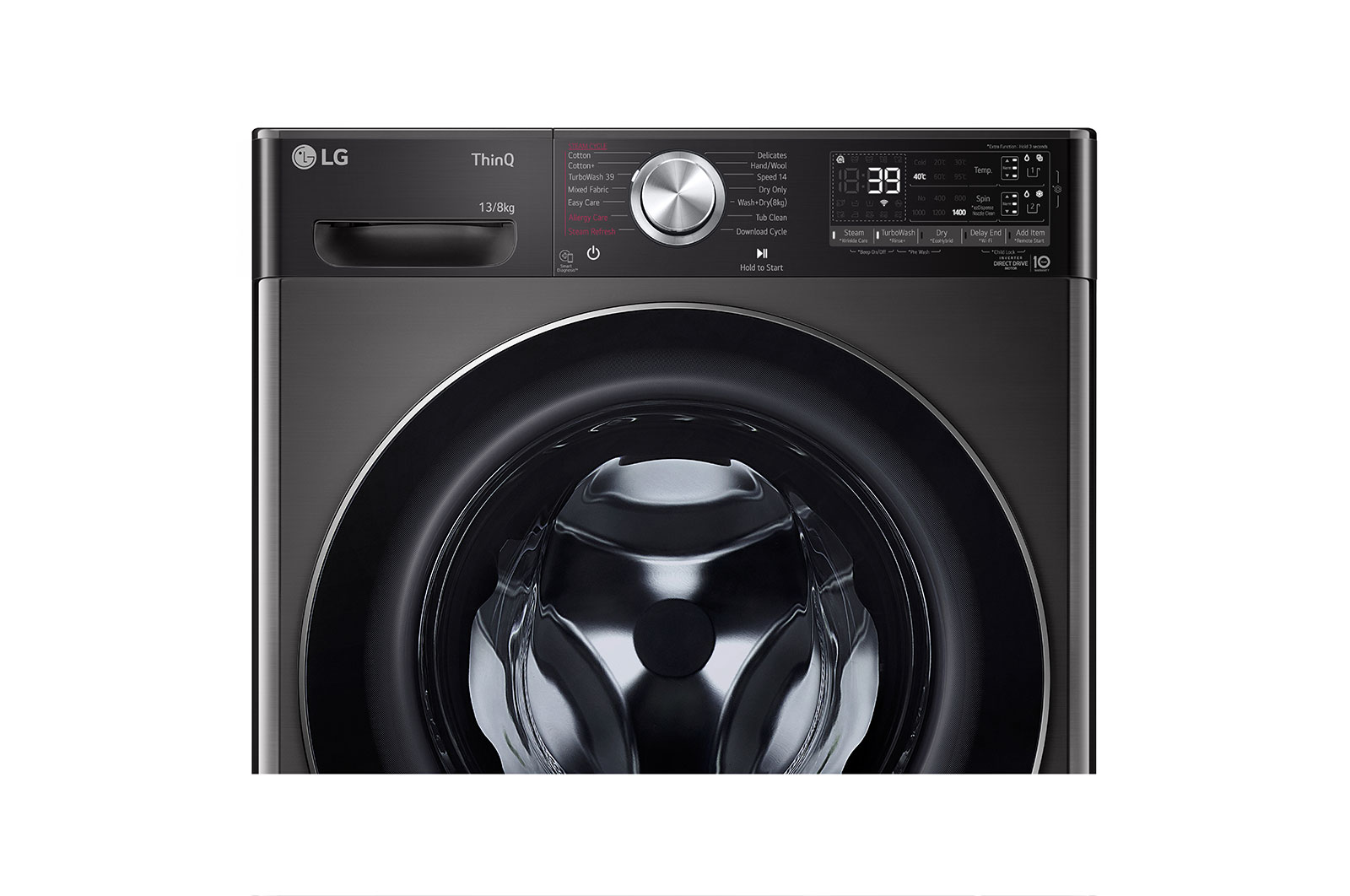 LG 13/08Kg Front Load Washer Dryer, AI Direct Drive™, ez-Dispense, Black VCM, FHD1308STB