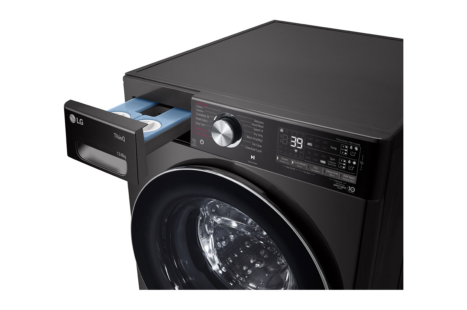 LG 13/08Kg Front Load Washer Dryer, AI Direct Drive™, ez-Dispense, Black VCM, FHD1308STB