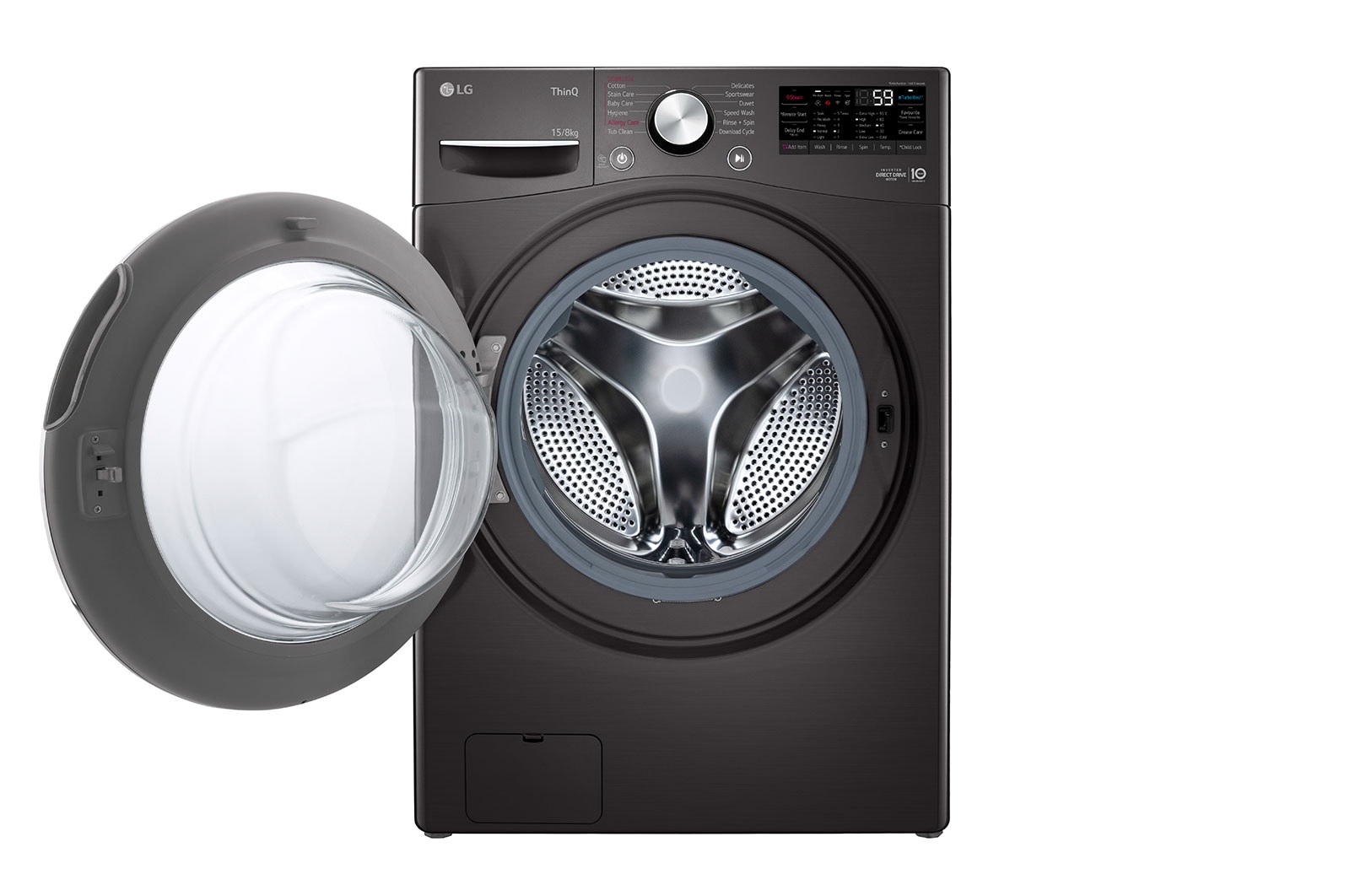 LG 15/8Kg Front Load Washer-Dryer, AI Direct Drive™, Black VCM, FHD1508STB