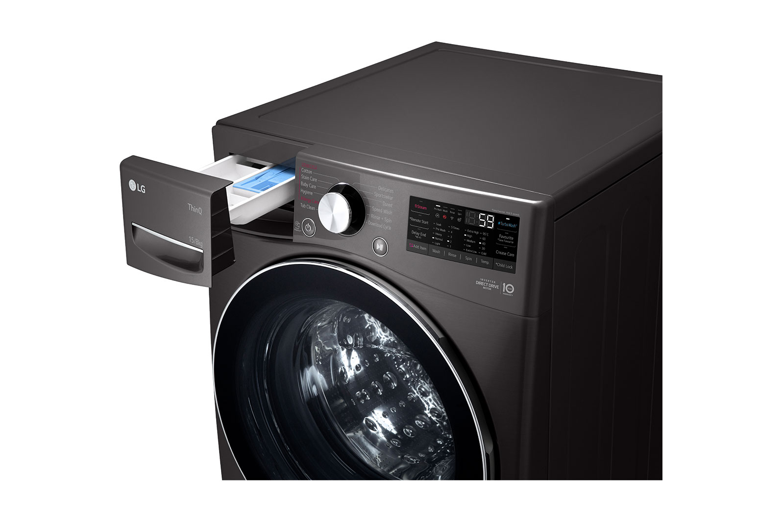 LG 15/8Kg Front Load Washer-Dryer, AI Direct Drive™, Black VCM, FHD1508STB