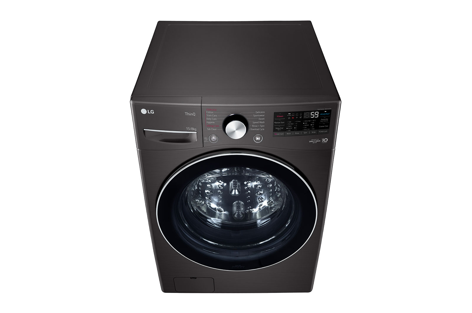 LG 15/8Kg Front Load Washer-Dryer, AI Direct Drive™, Black VCM, FHD1508STB