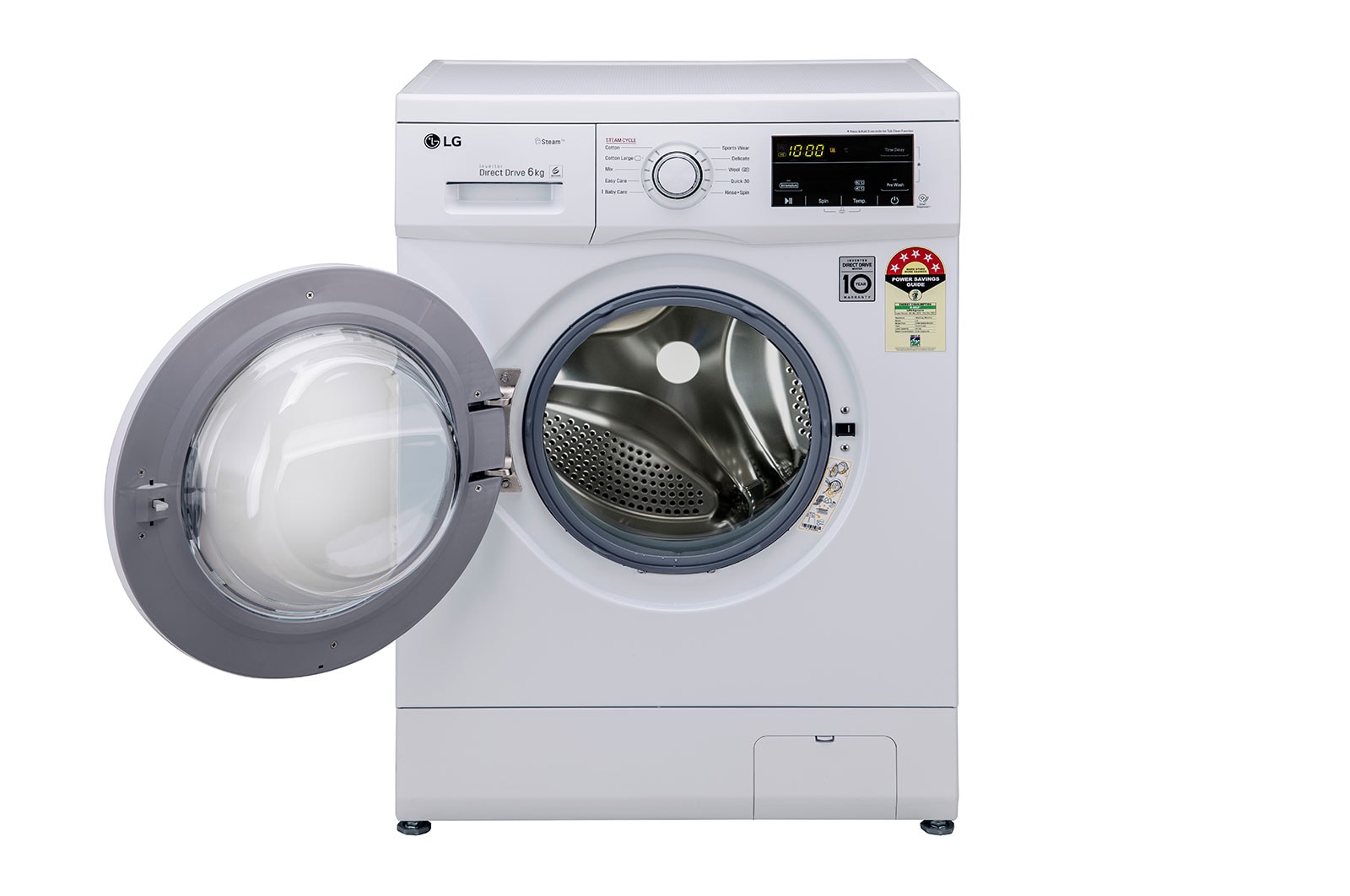 LG 6kg Front Load Washing Machine,  6 Motion Direct Drive, White, FHM1006SDW