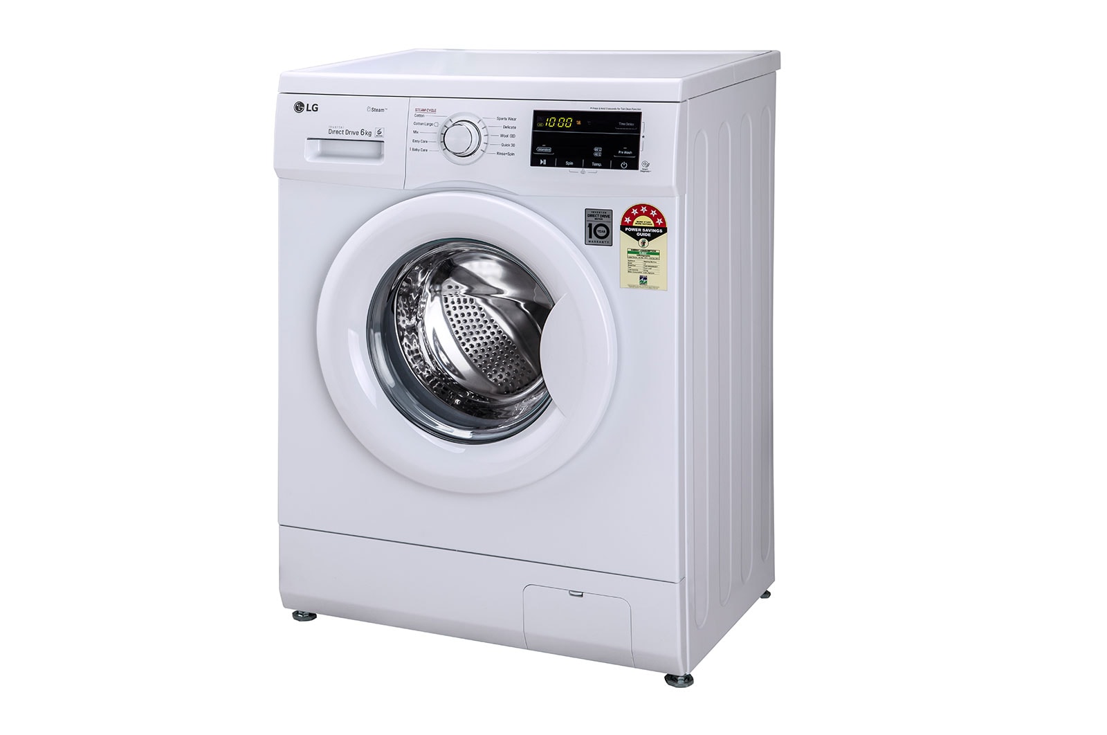 LG 6kg Front Load Washing Machine,  6 Motion Direct Drive, White, FHM1006SDW