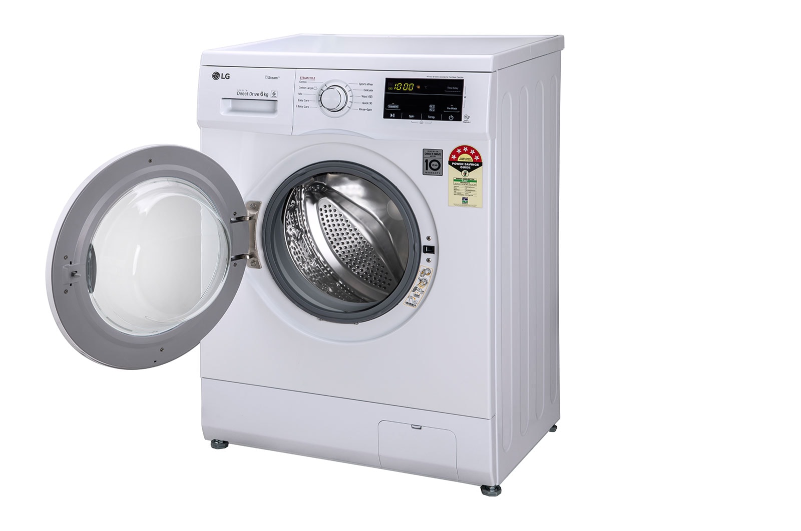 LG 6kg Front Load Washing Machine,  6 Motion Direct Drive, White, FHM1006SDW