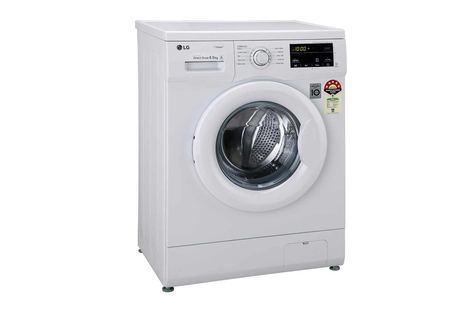 LG 6.5Kg Front Load Washing Machine, Inverter Direct Drive, White, FHM1065SDW