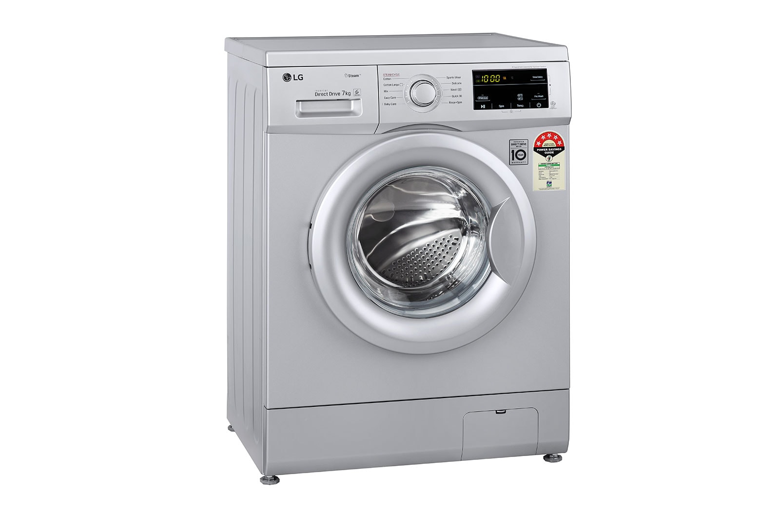 LG 7Kg Front Load Washing Machine, Inverter Direct Drive, Luxury Silver, FHM1207SDL