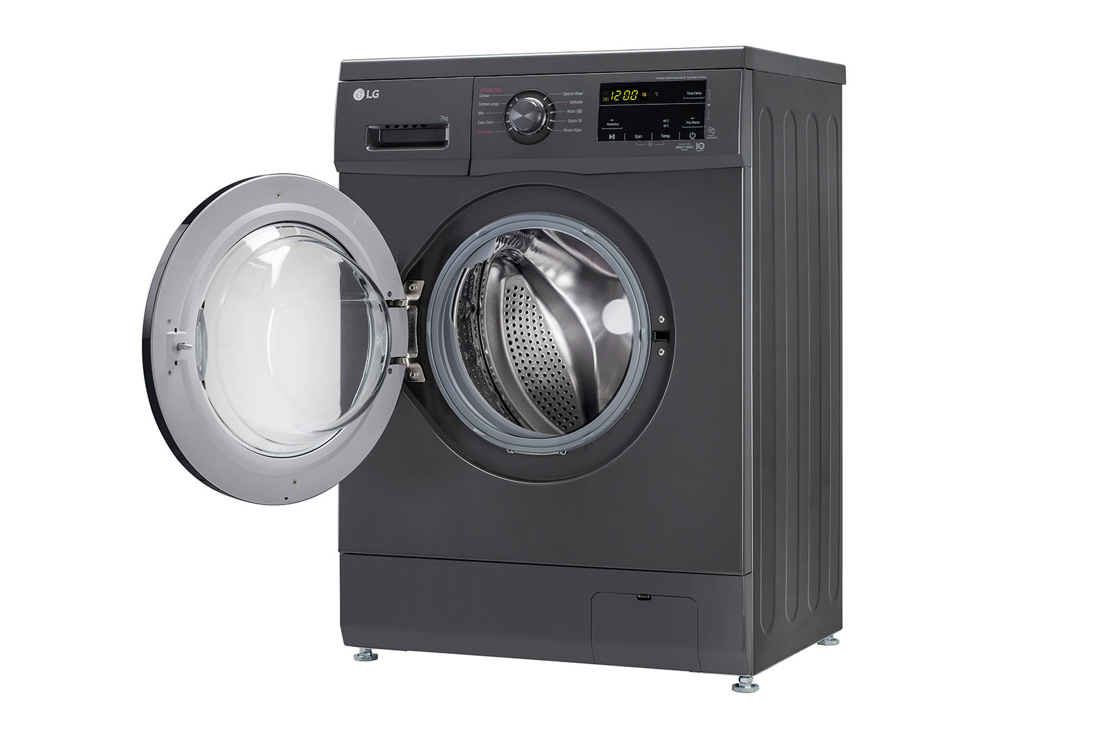 LG 7Kg Front Load Washing Machine, Inverter Direct Drive, Middle Black, FHM1207SDM