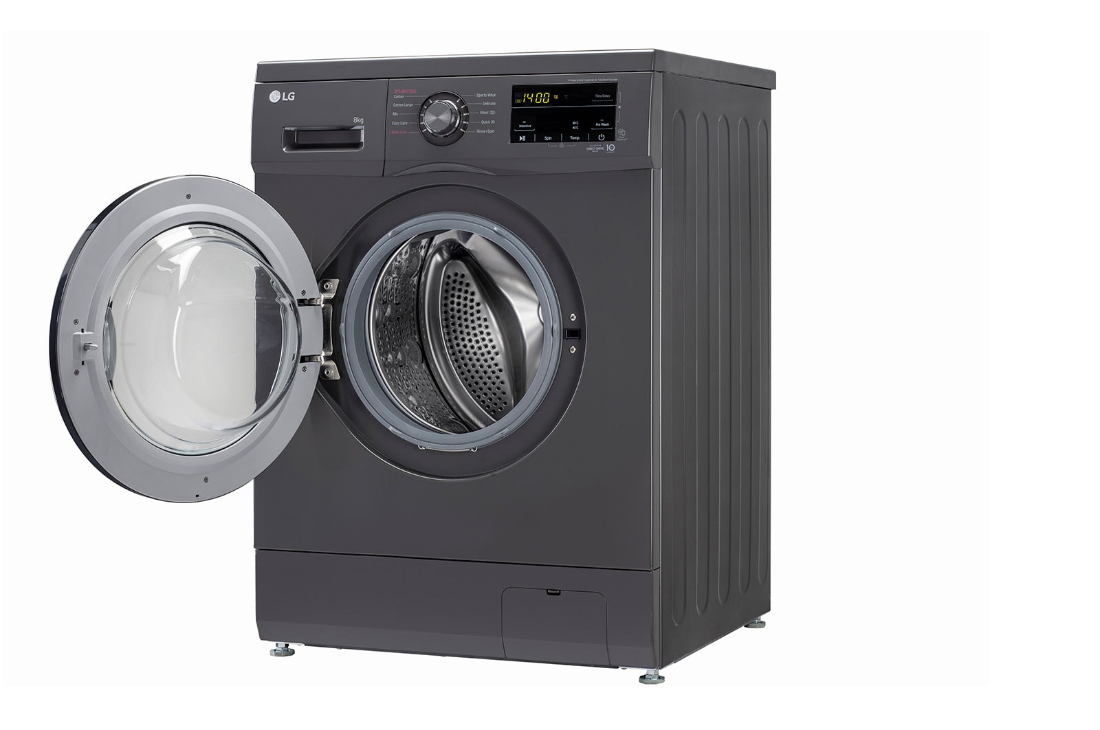 LG 8Kg Front Load Washing Machine, Inverter Direct Drive, Middle Black, FHM1408BDM