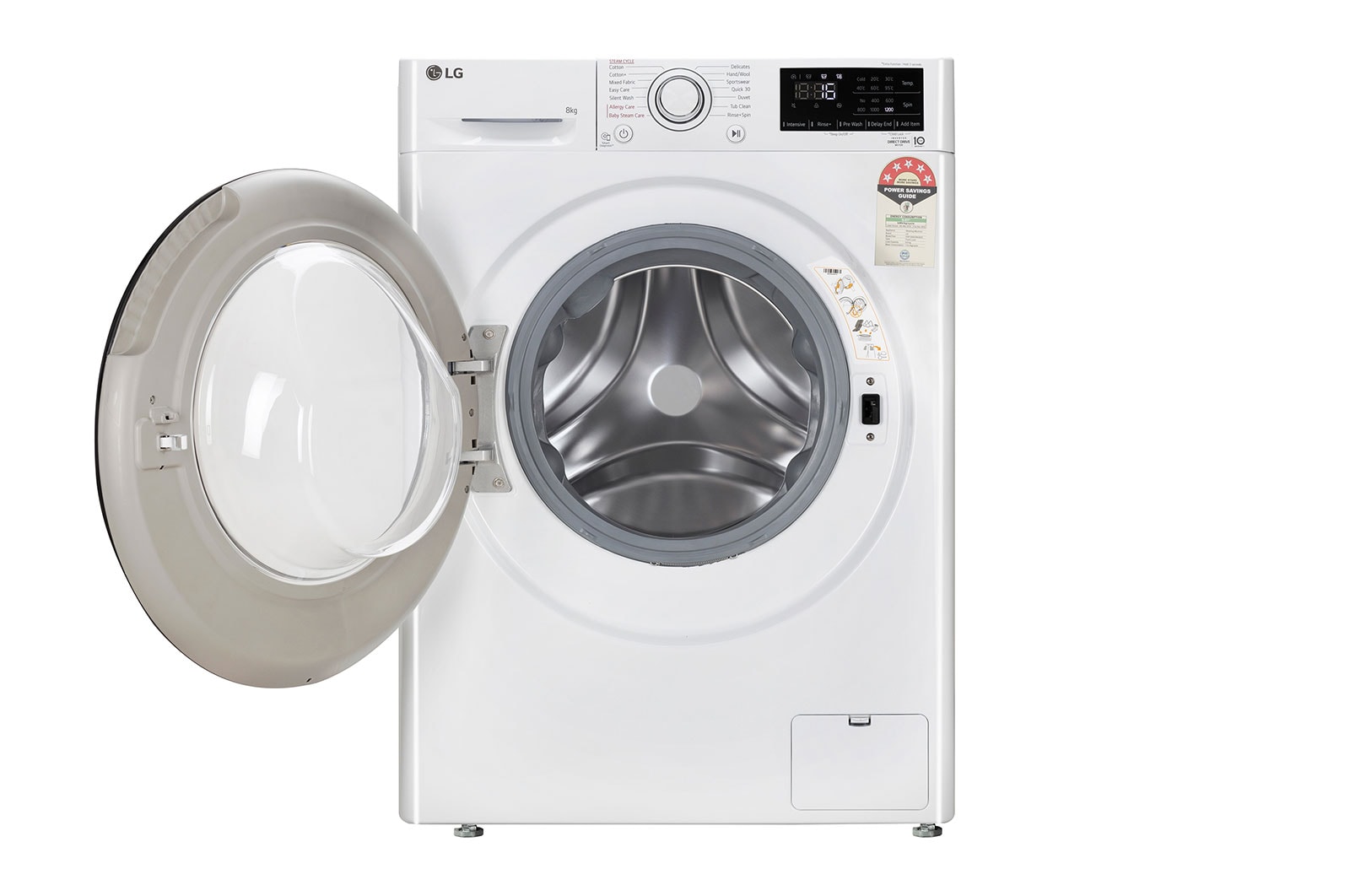 LG 8Kg Front Load Washing Machine, AI Direct Drive™, White, FHP1208Z3W