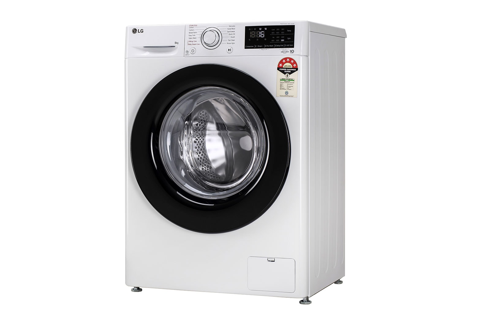 LG 8Kg Front Load Washing Machine, AI Direct Drive™, White, FHP1208Z3W