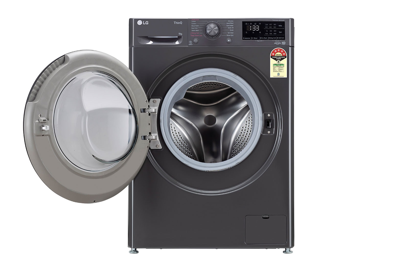 LG 9Kg Front Load Washing Machine, AI Direct Drive™, Middle Black, FHP1209Z5M