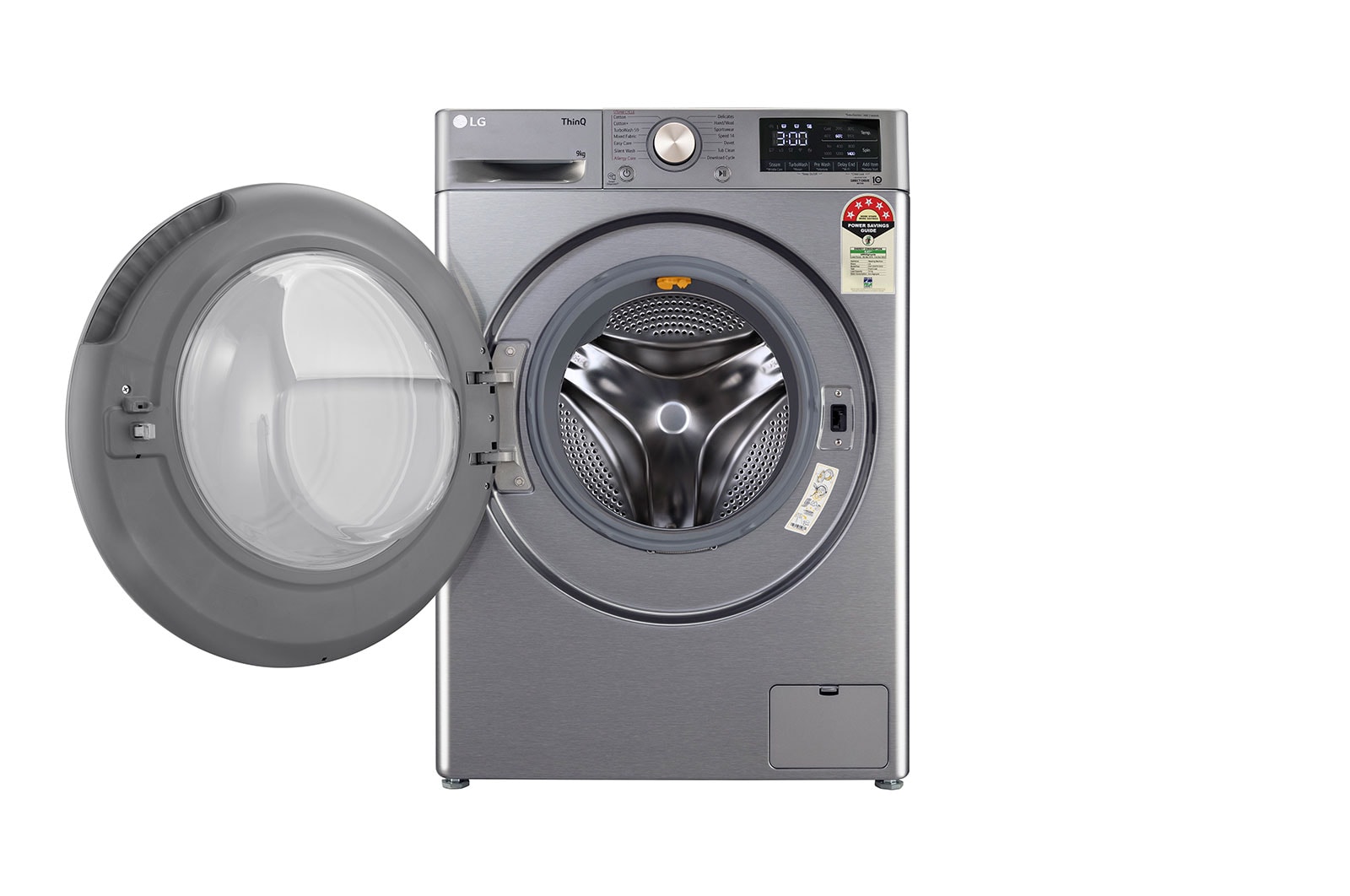 LG 9Kg Front Load Washing Machine, AI Direct Drive™, Platinum Silver, FHP1209Z7P