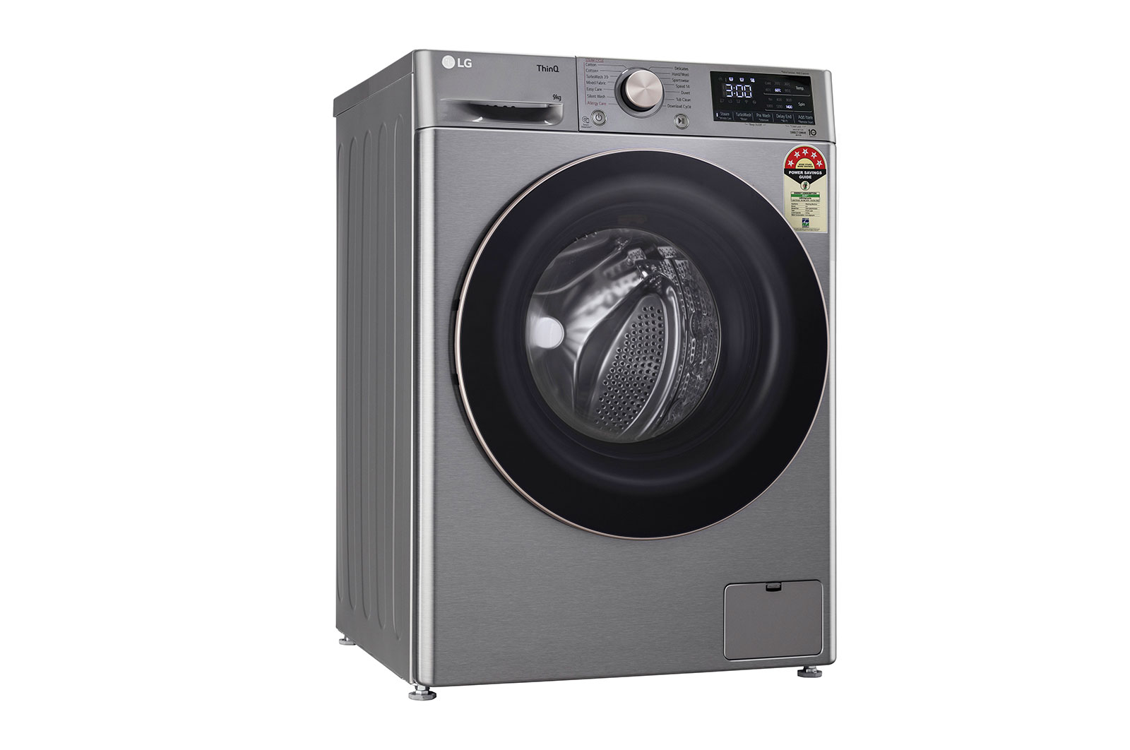 LG 9Kg Front Load Washing Machine, AI Direct Drive™, Platinum Silver, FHP1209Z7P