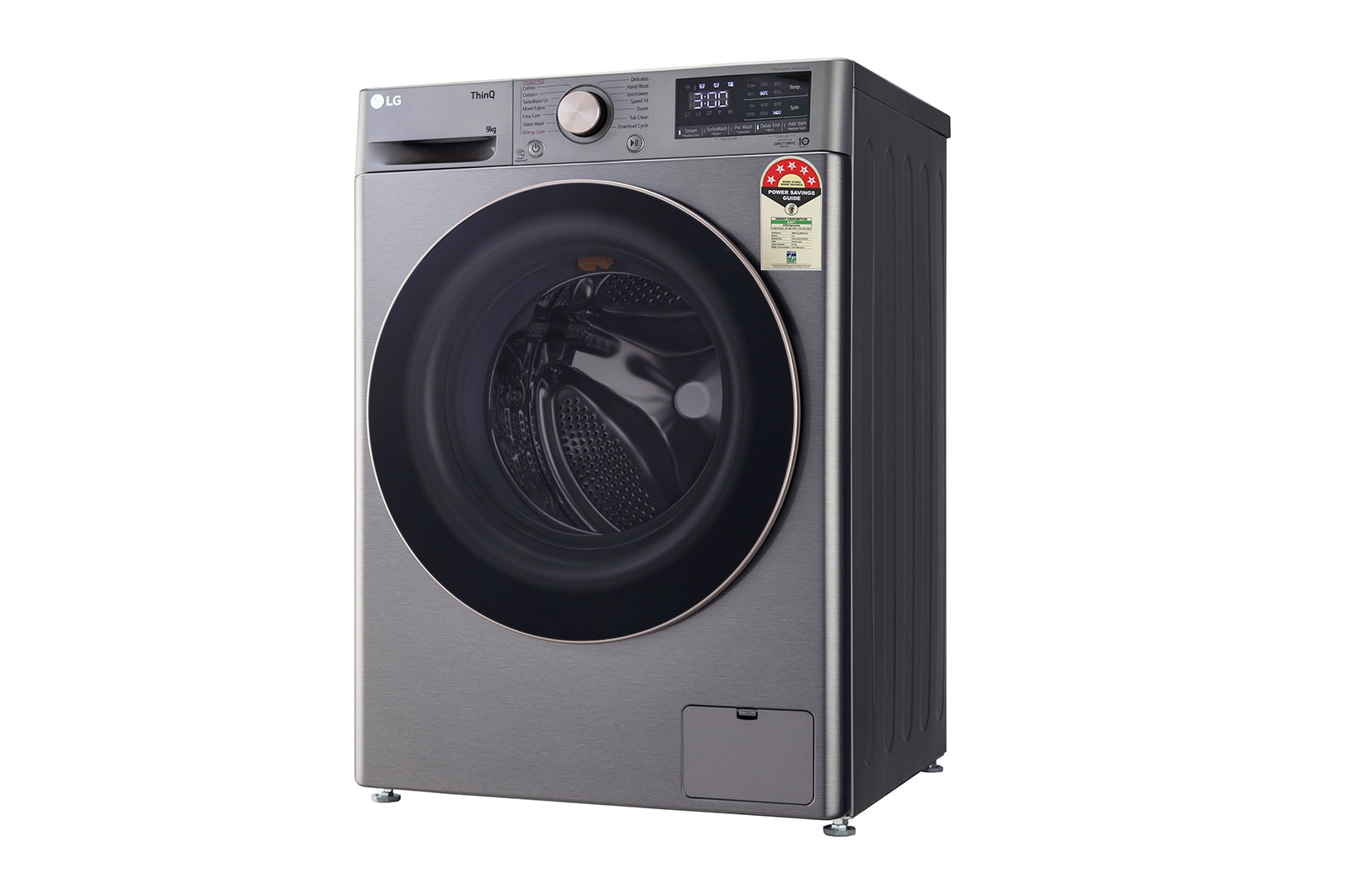 LG 9Kg Front Load Washing Machine, AI Direct Drive™, Platinum Silver, FHP1209Z7P