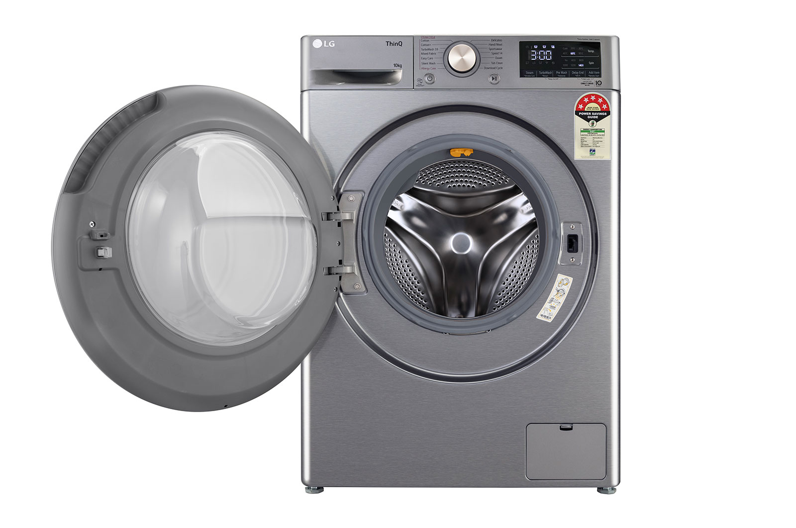 LG 10Kg Front Load Washing Machine, AI Direct Drive™, Platinum Silver, FHP1410Z7P