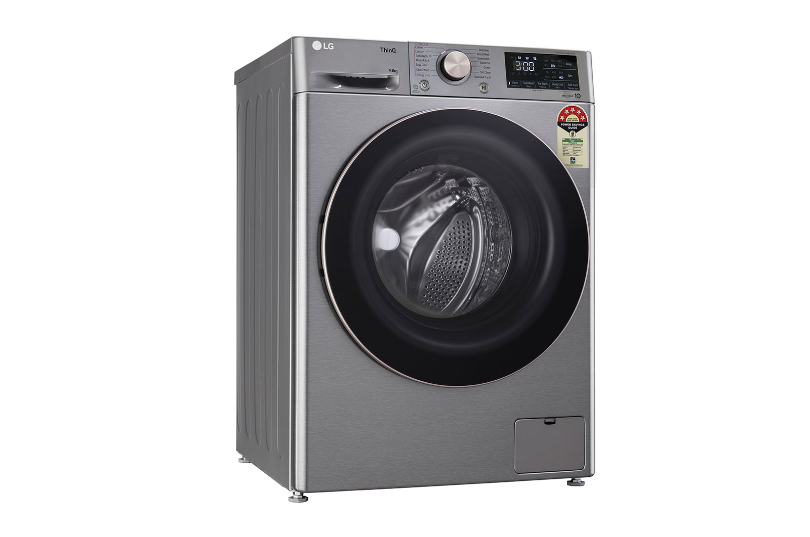 LG 10Kg Front Load Washing Machine, AI Direct Drive™, Platinum Silver, FHP1410Z7P