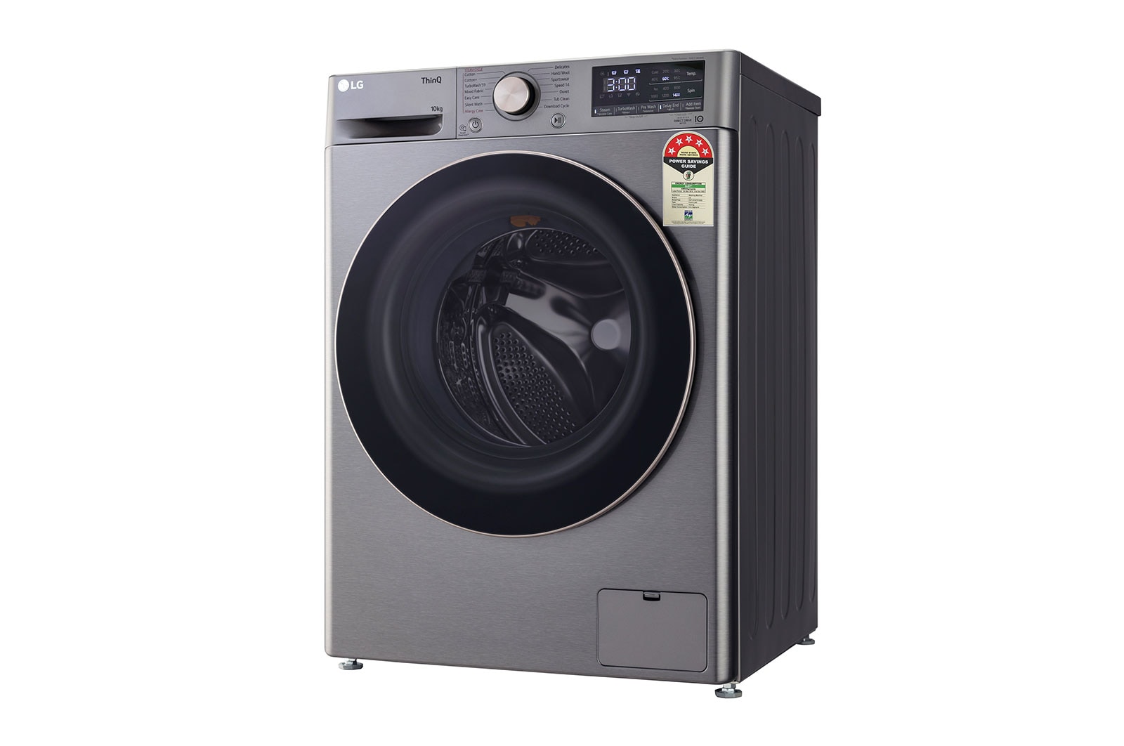 LG 10Kg Front Load Washing Machine, AI Direct Drive™, Platinum Silver, FHP1410Z7P