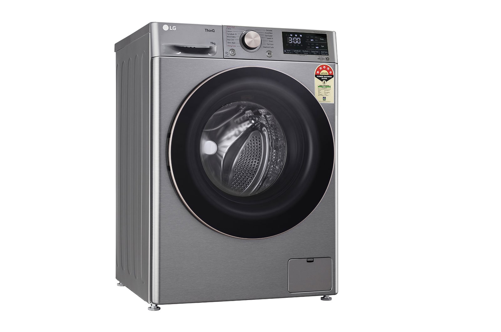 LG 11Kg Front Load Washing Machine, AI Direct Drive™, Platinum Silver, FHP1411Z9P