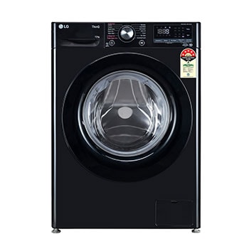 Front view of LG 12Kg Front Load Washing Machine, AI Direct Drive™, Onyx Black, 5 Star FHP1412Z3O