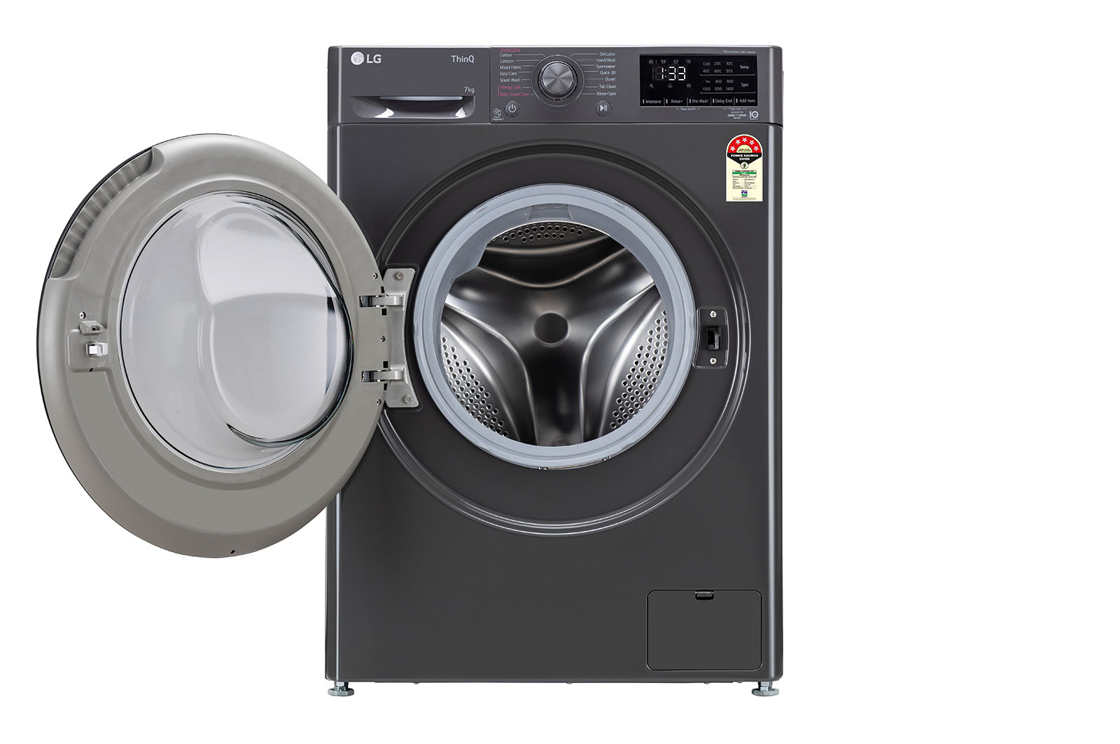 LG 7Kg Front Load Washing Machine, AI Direct Drive™, Middle Black, FHV1207Z4M