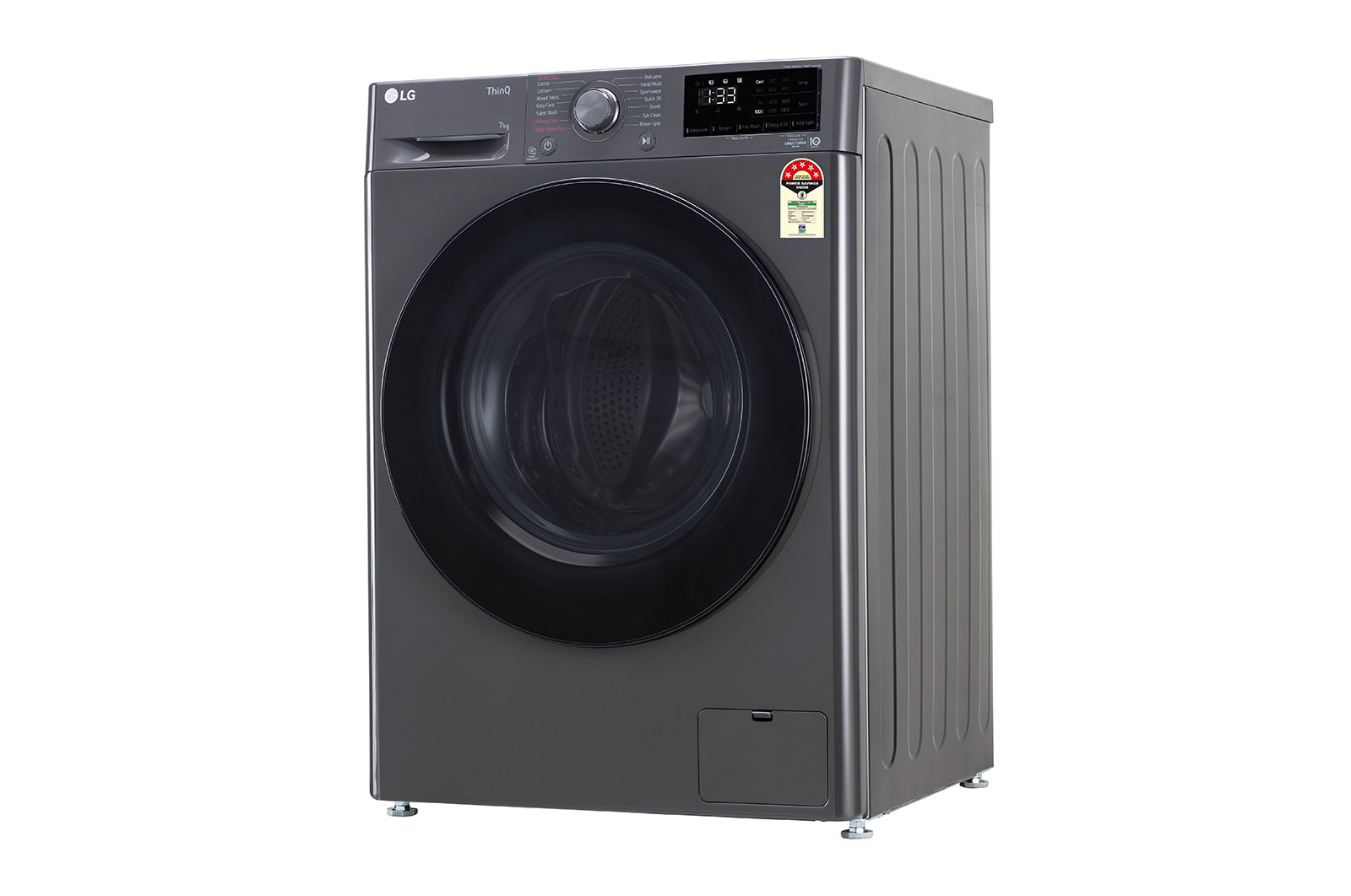 LG 7Kg Front Load Washing Machine, AI Direct Drive™, Middle Black, FHV1207Z4M