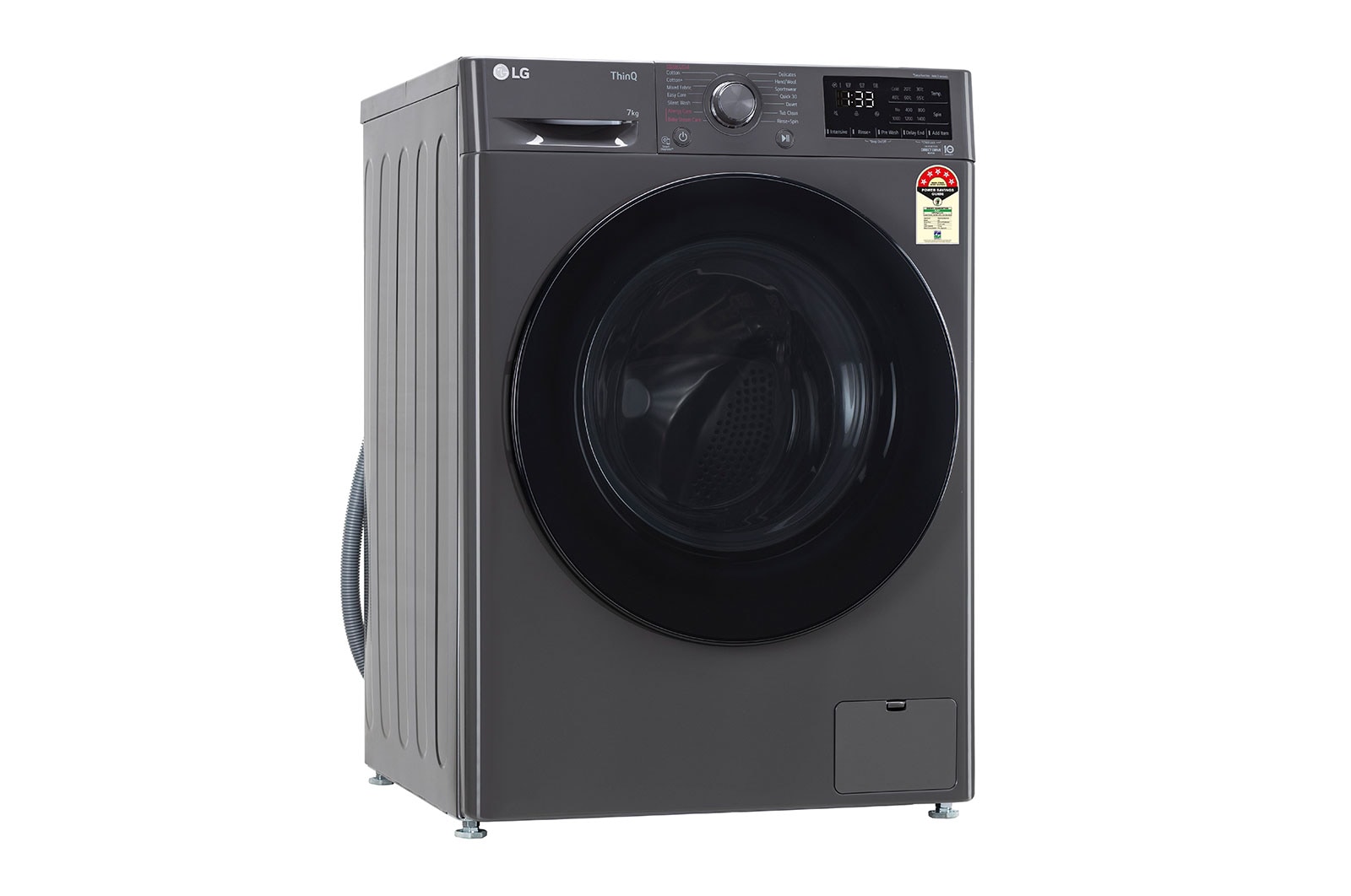 LG 7Kg Front Load Washing Machine, AI Direct Drive™, Middle Black, FHV1207Z4M