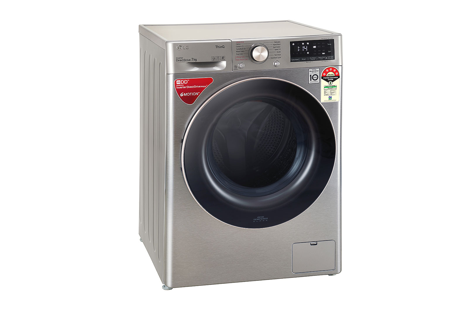 LG 7Kg Front Load Washing Machine, AI Direct Drive™, Platinum Silver, FHV1207ZWP